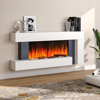 C-Framed Freestanding Electric Fireplace with Adjustable Flame Brightness