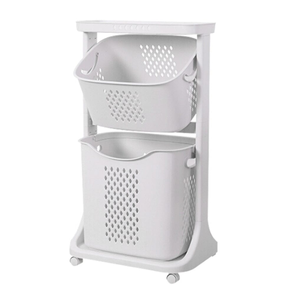 2/3-Tier Bathroom Plastic Storage Trolley Laundry Basket Laundry Baskets Living and Home 2 Tier