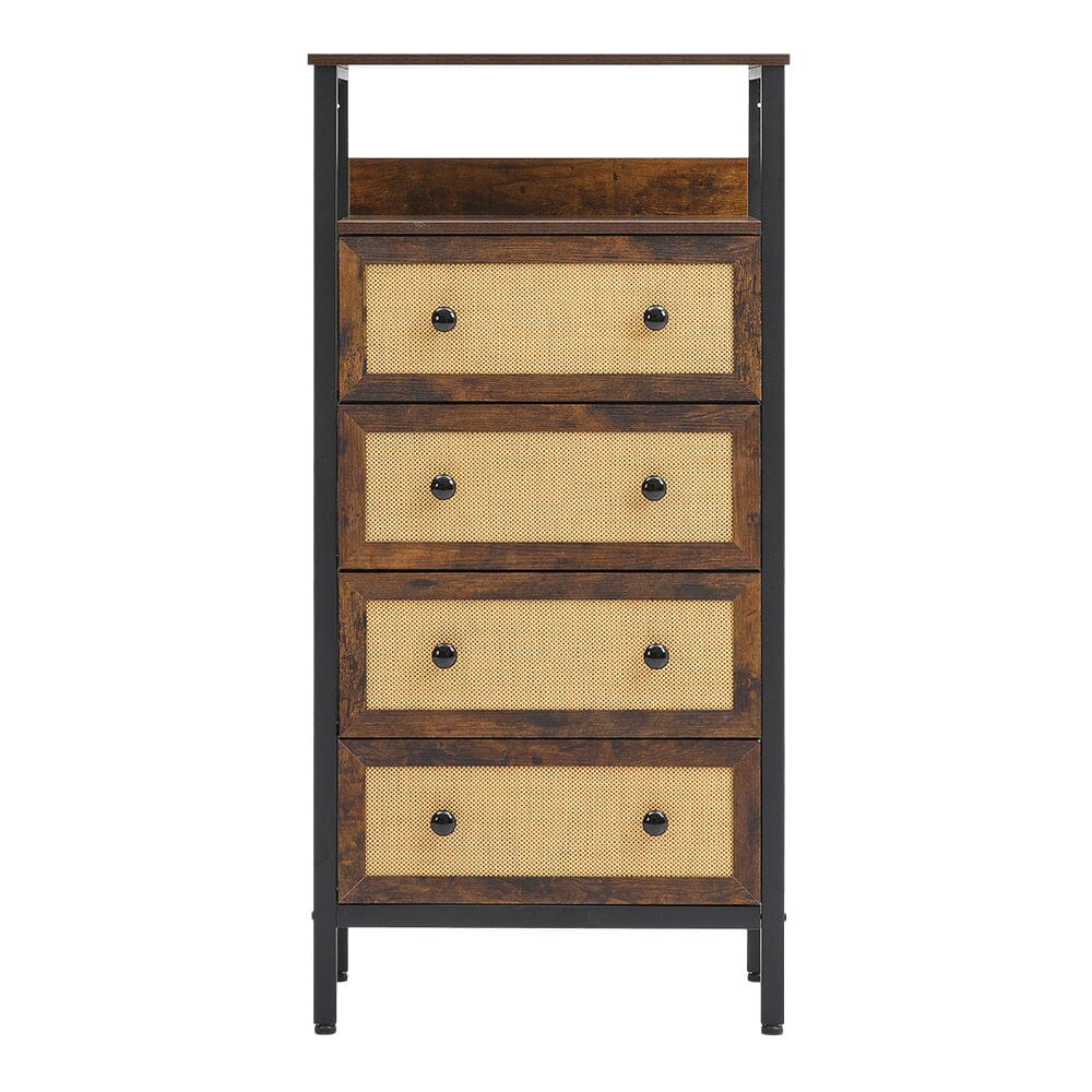 H&O Direct 4-Drawer Rustic Rattan Storage Cabinet with Shelf, XY0420 Living and Home
