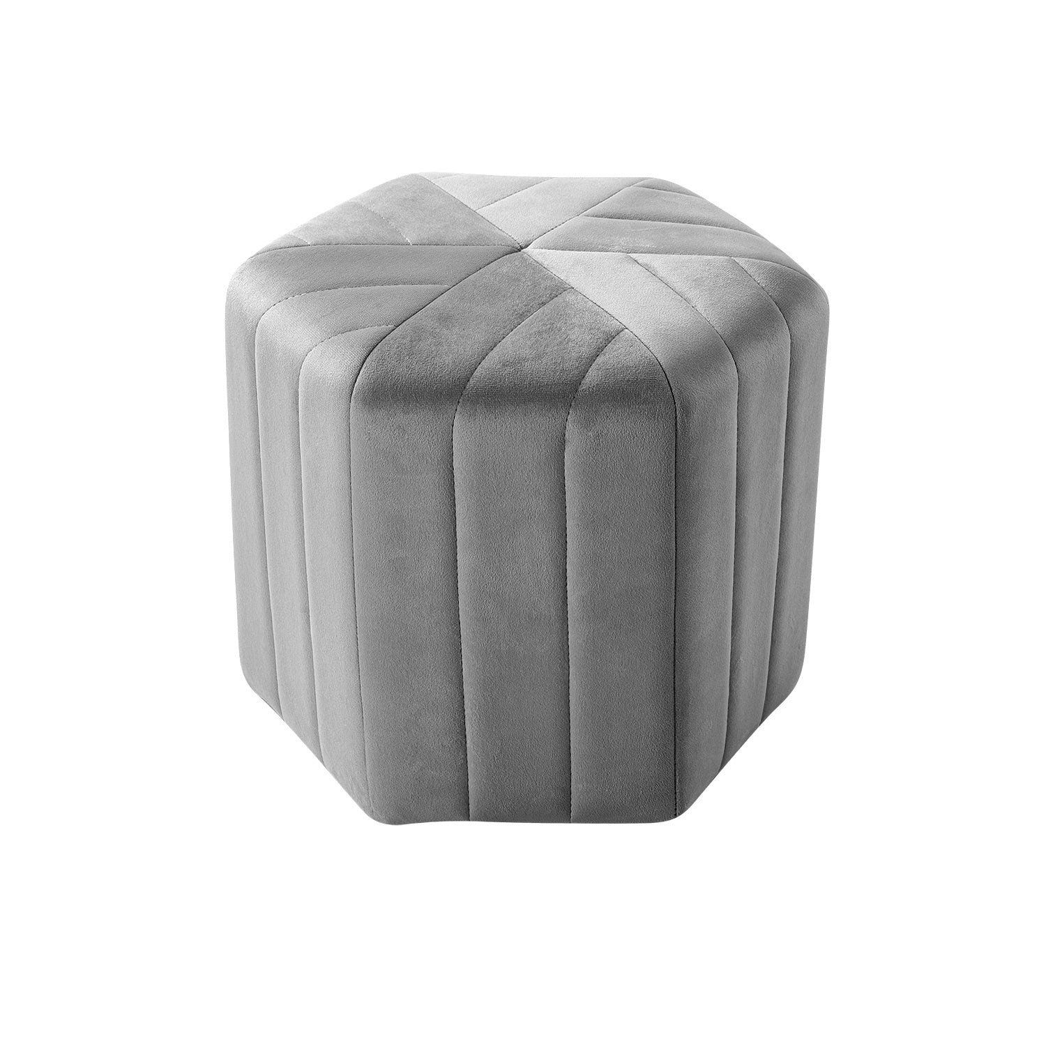 40cm Wide Hexagon Shape Velvet Footstool Striped Ottoman 25D Sponge Footrest Footstool Living and Home