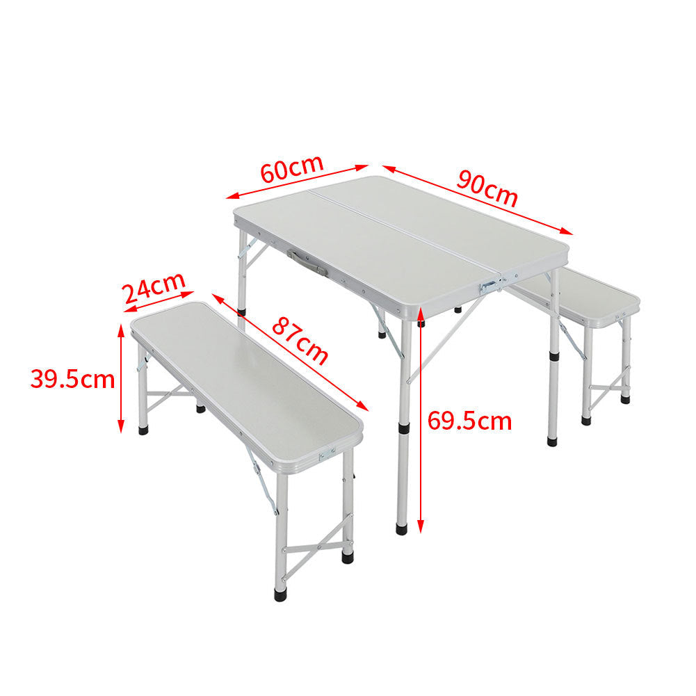 Outdoor Portable Folding Camping Table & Bench Set Outdoor Picnic Trestle Aluminium Seat Folding table set