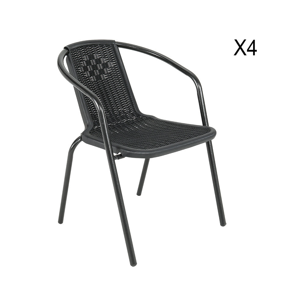Garden Rectangular Tempered Glass Table and Rattan Chairs GARDEN DINING SETS