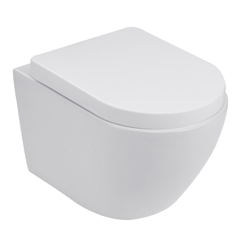 35cm W White Bathroom Wall Mounted Elongated Toilet Toilet Living and Home