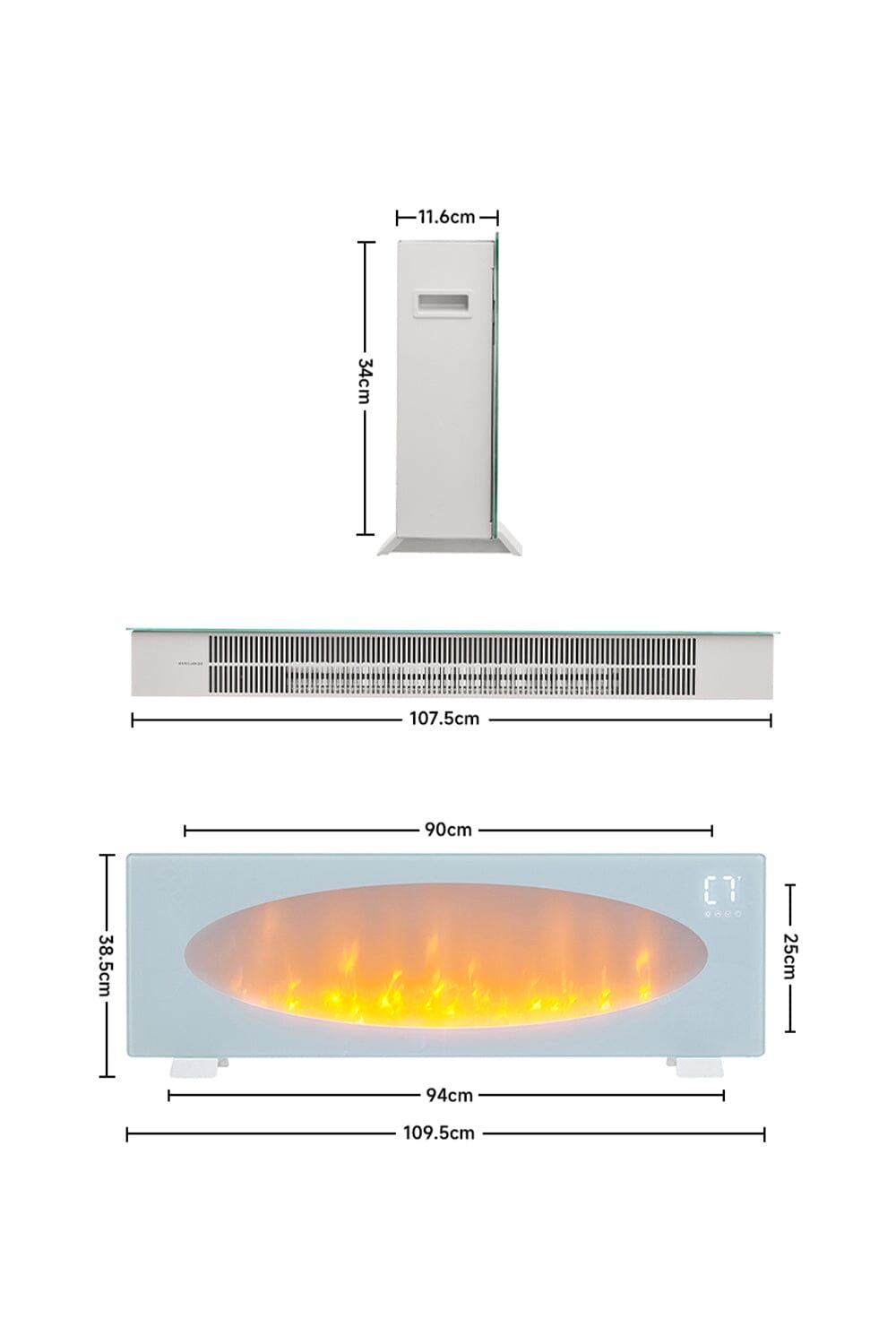 42 Inch Freestanding Electric Fireplace 2000W 7 Vibrant Colours Wall Mounted Fireplaces Living and Home