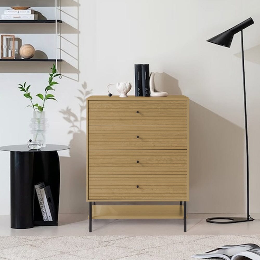 4-Tier Bedroom Chest Storage Cabinet with Bottom Shelf Living and Home