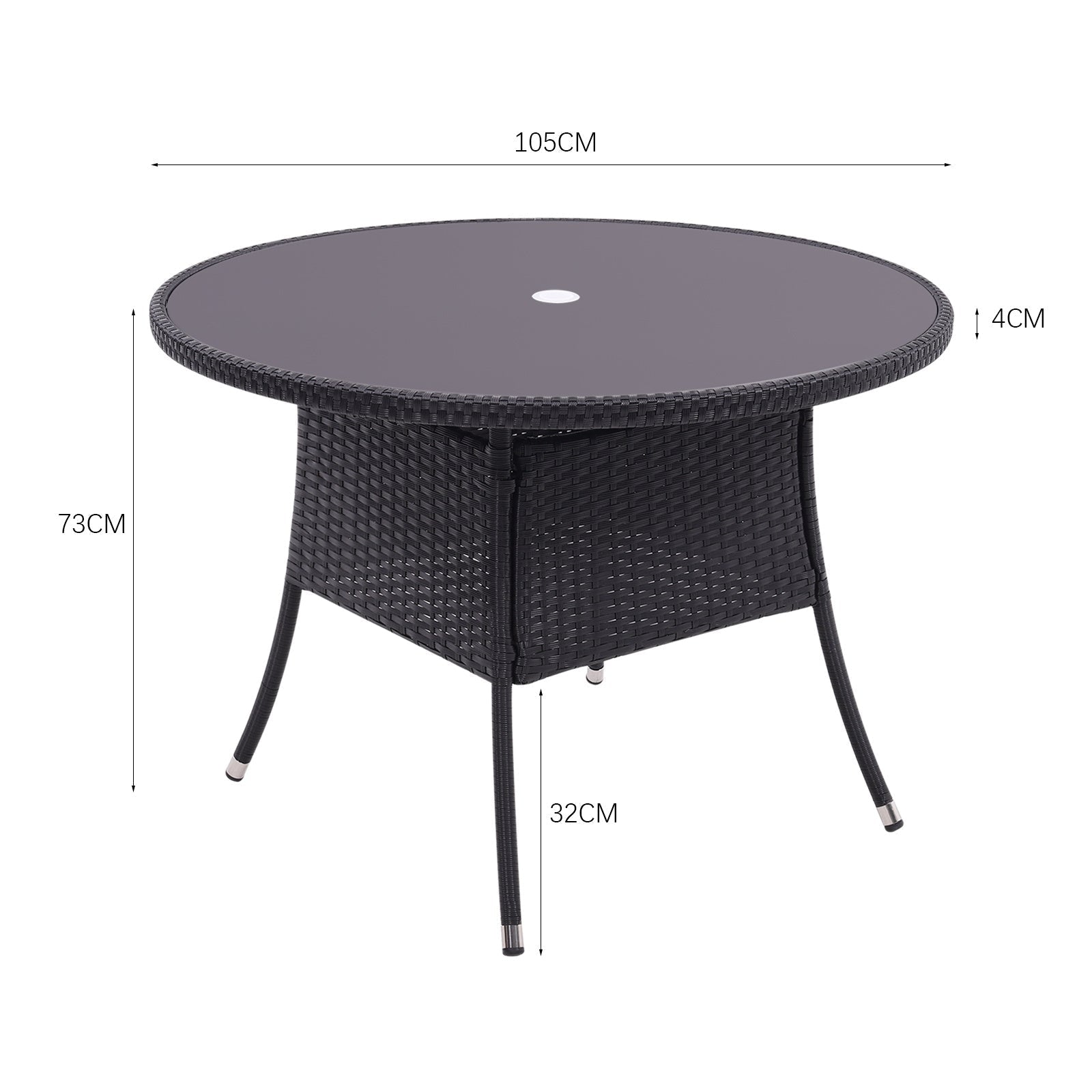 105cm Round/ Square Coffee Table Bistro Outdoor Garden Patio Tables & Parasol Hole Garden Dining Table