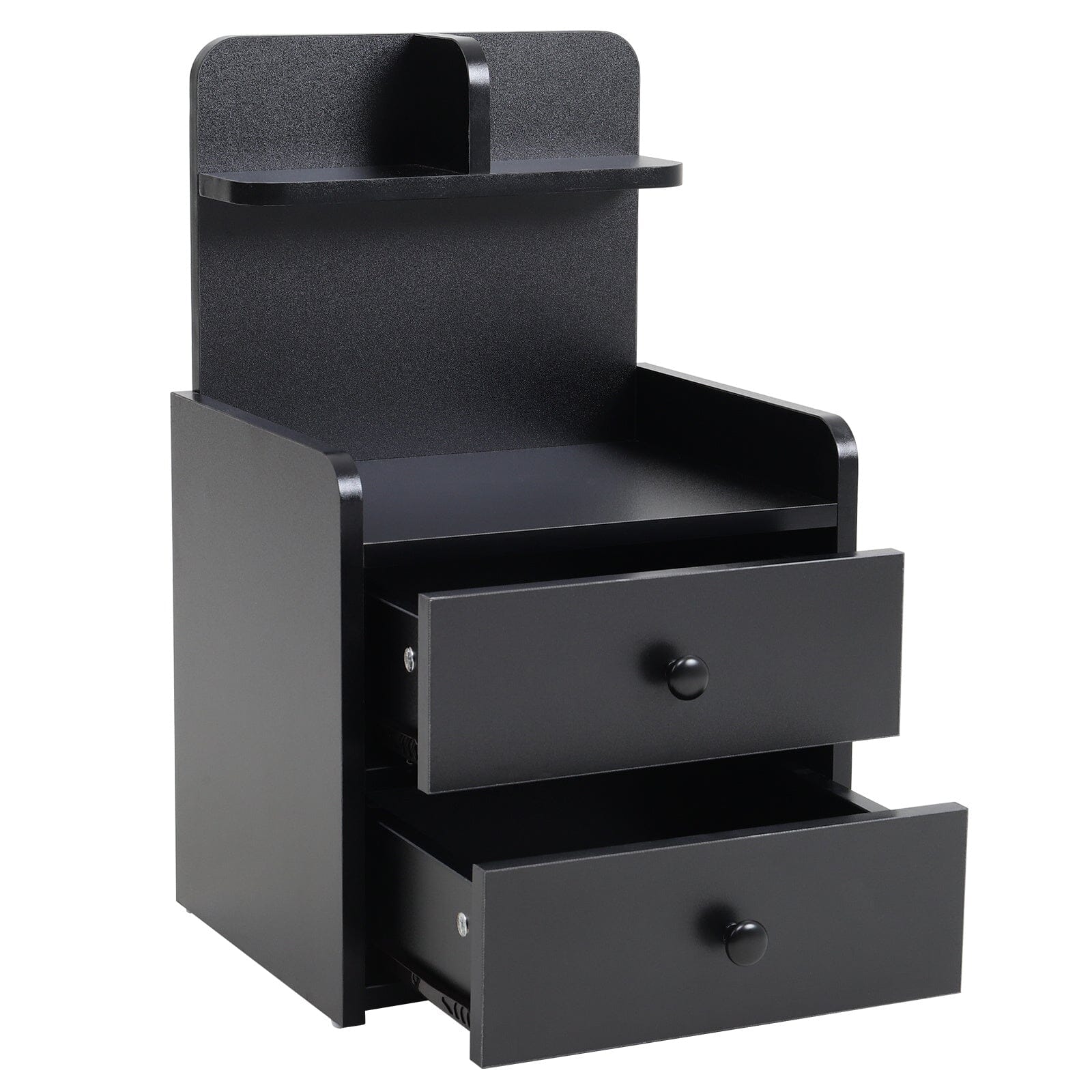 Minimalist Black Wooden Bedside Table with Drawers Cabinets Living and Home