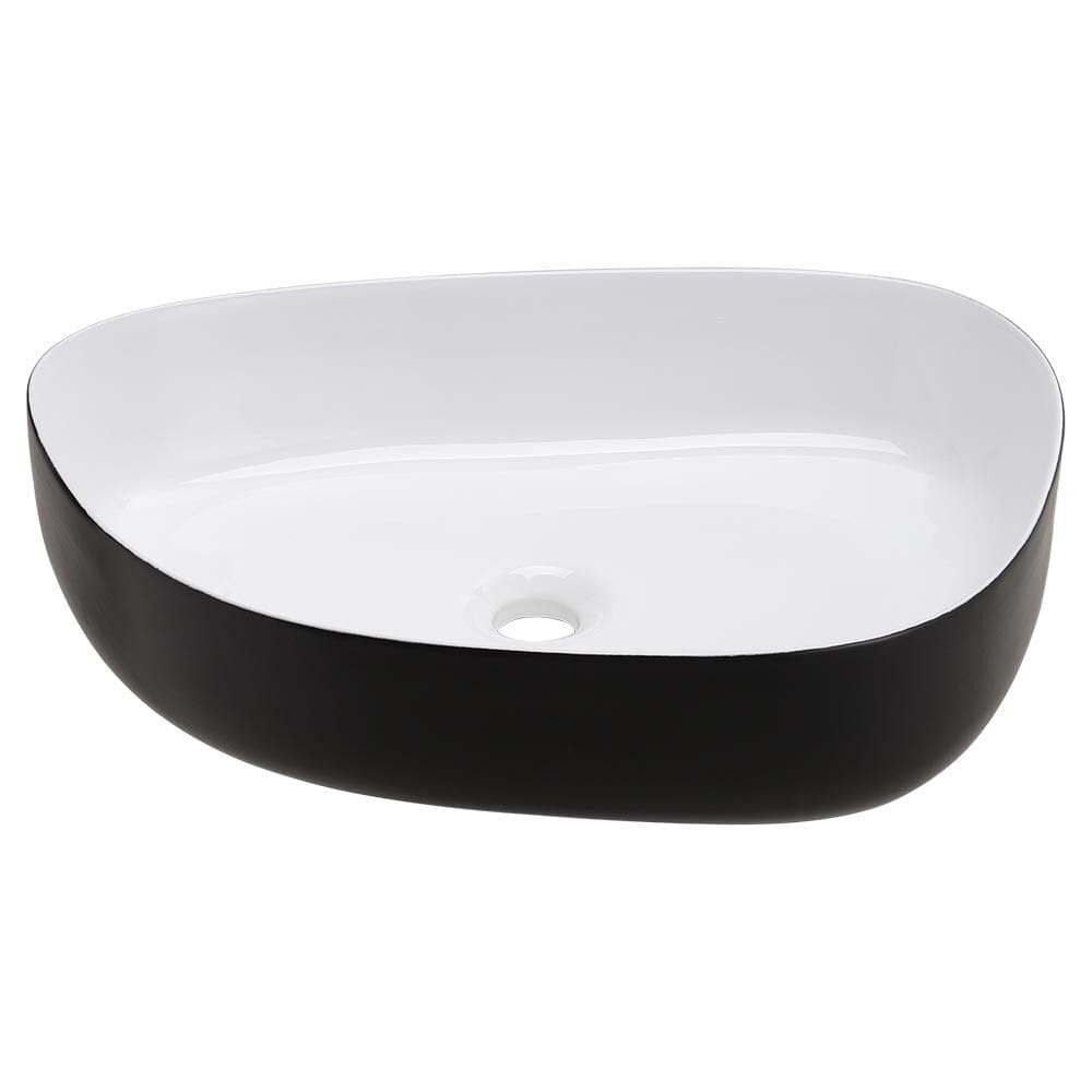 Premium Ceramic Sink with Stainless Steel Pop-upand Mounting Ring Bathroom Sinks Living and Home