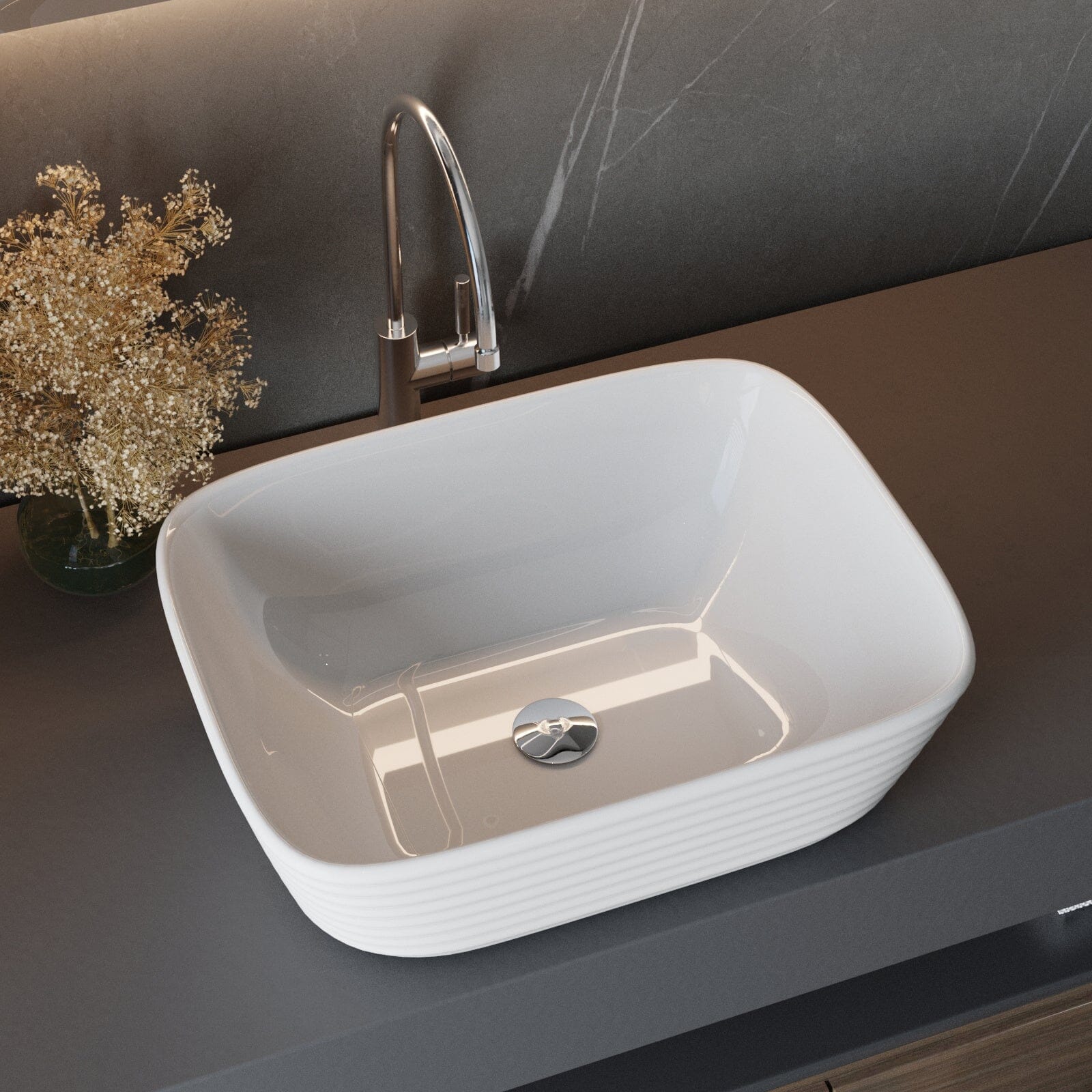 White Square Countertop Bathroom Sink Bowl Sink Bathroom Sinks Living and Home