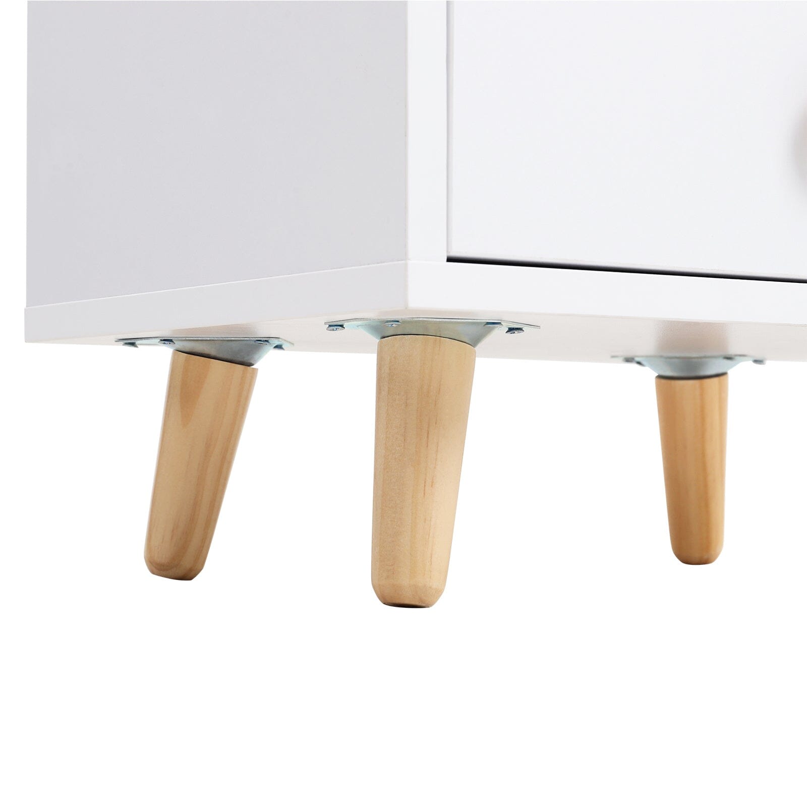 White Wooden Bedside Table with Wooden Legs and Drawers Cabinets Living and Home