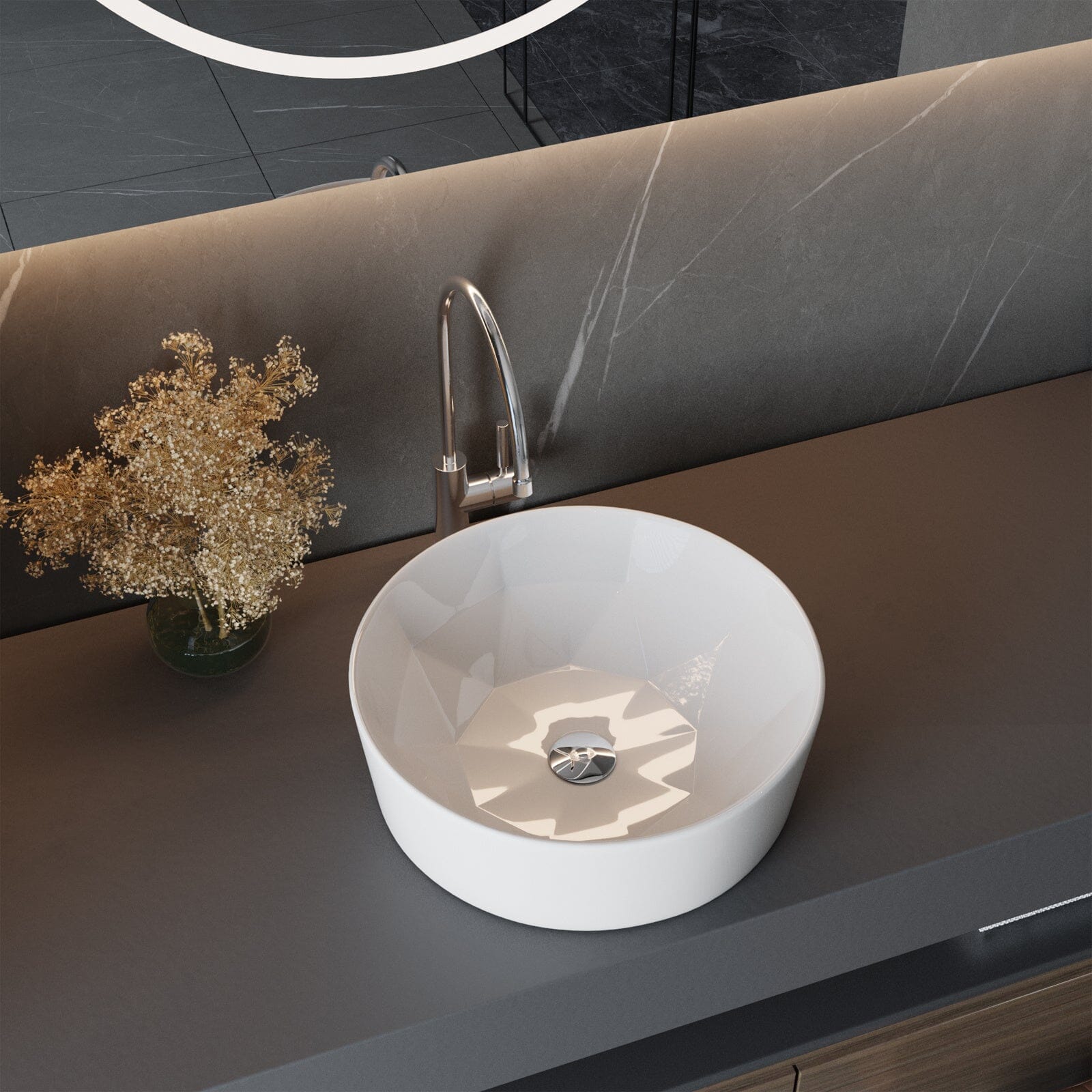Modern Style Round White Bathroom Sink Bathroom Sinks Living and Home