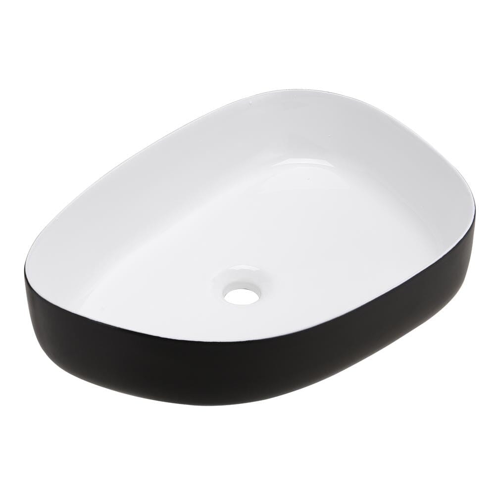 Premium Ceramic Sink with Stainless Steel Pop-upand Mounting Ring Bathroom Sinks Living and Home