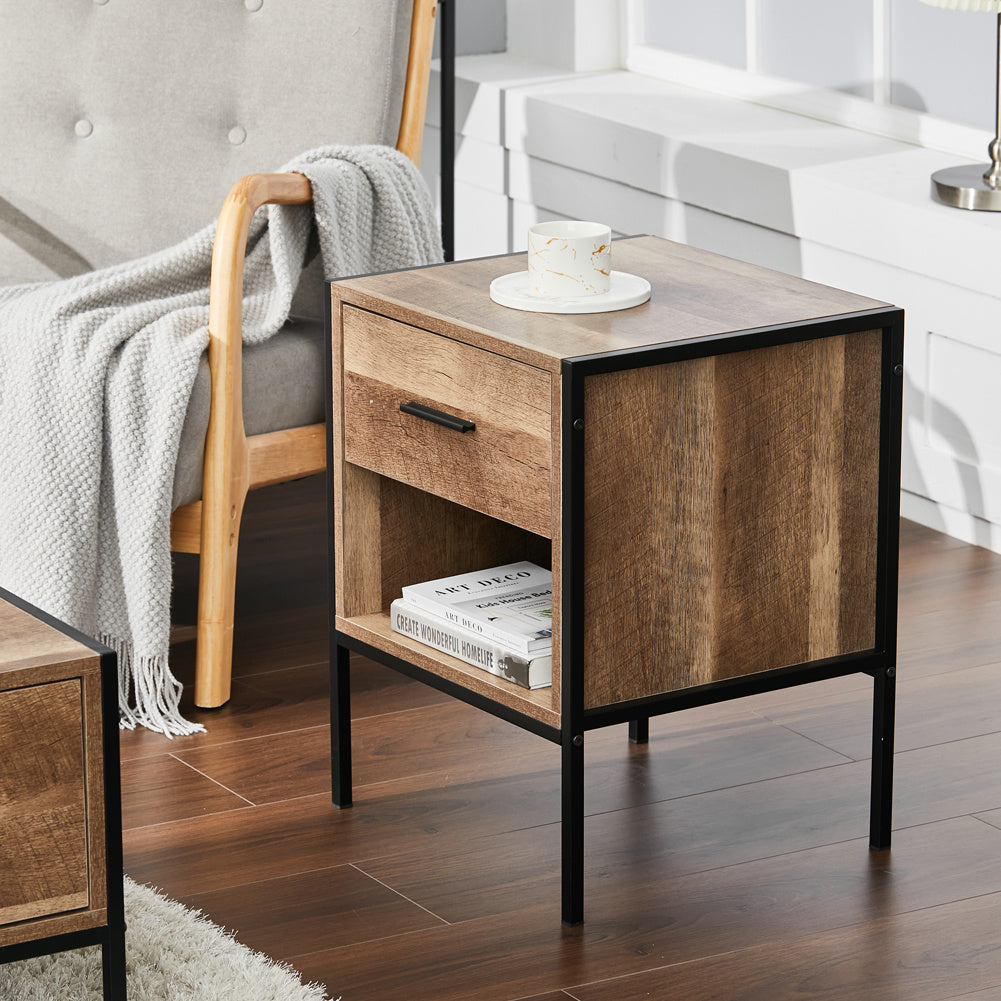 Storage Bedside Table 2 Shelves End Table Industrial Nightstand End Tables Living and Home