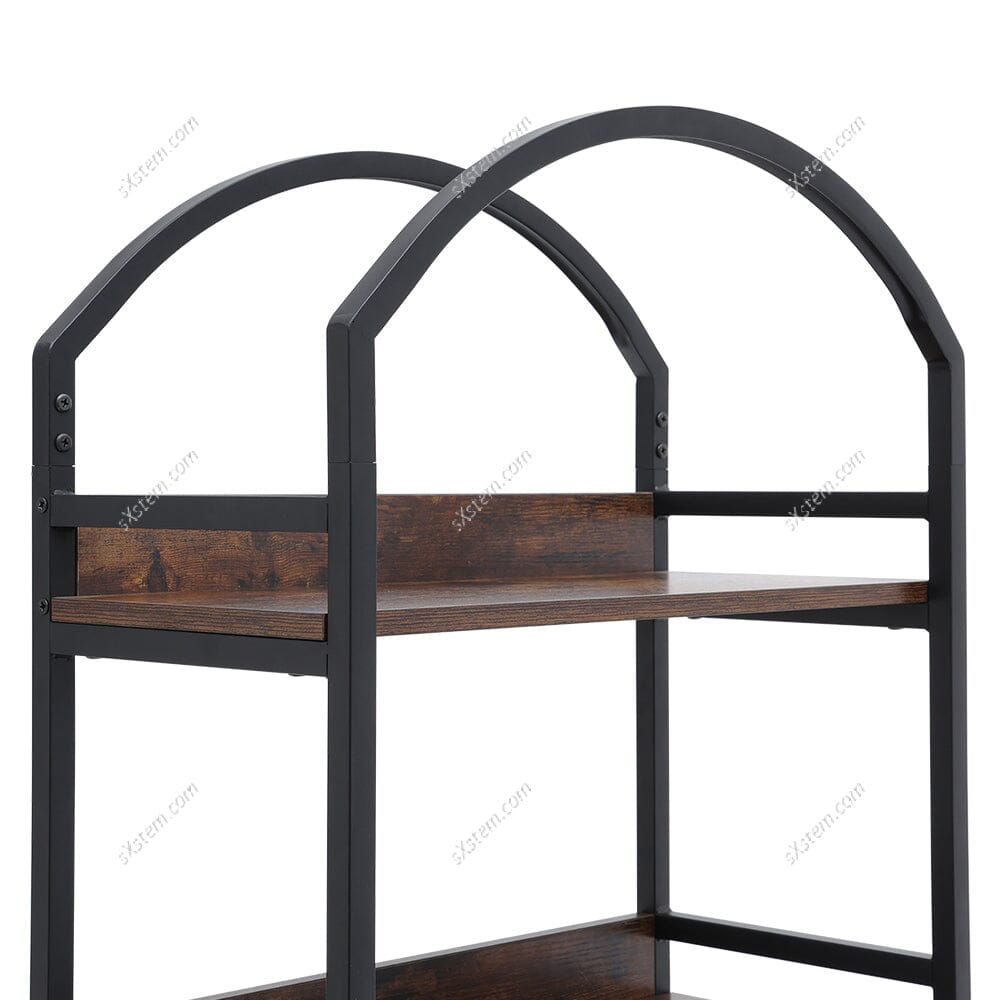 5-Tier Arched Wooden Bookcase Storage Shelf Living and Home
