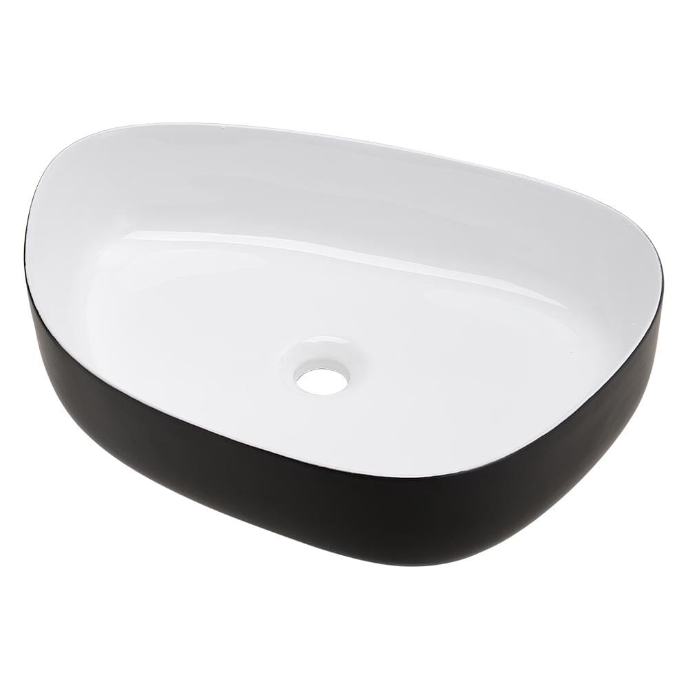 Premium Ceramic Sink with Stainless Steel Pop-upand Mounting Ring Bathroom Sinks Living and Home