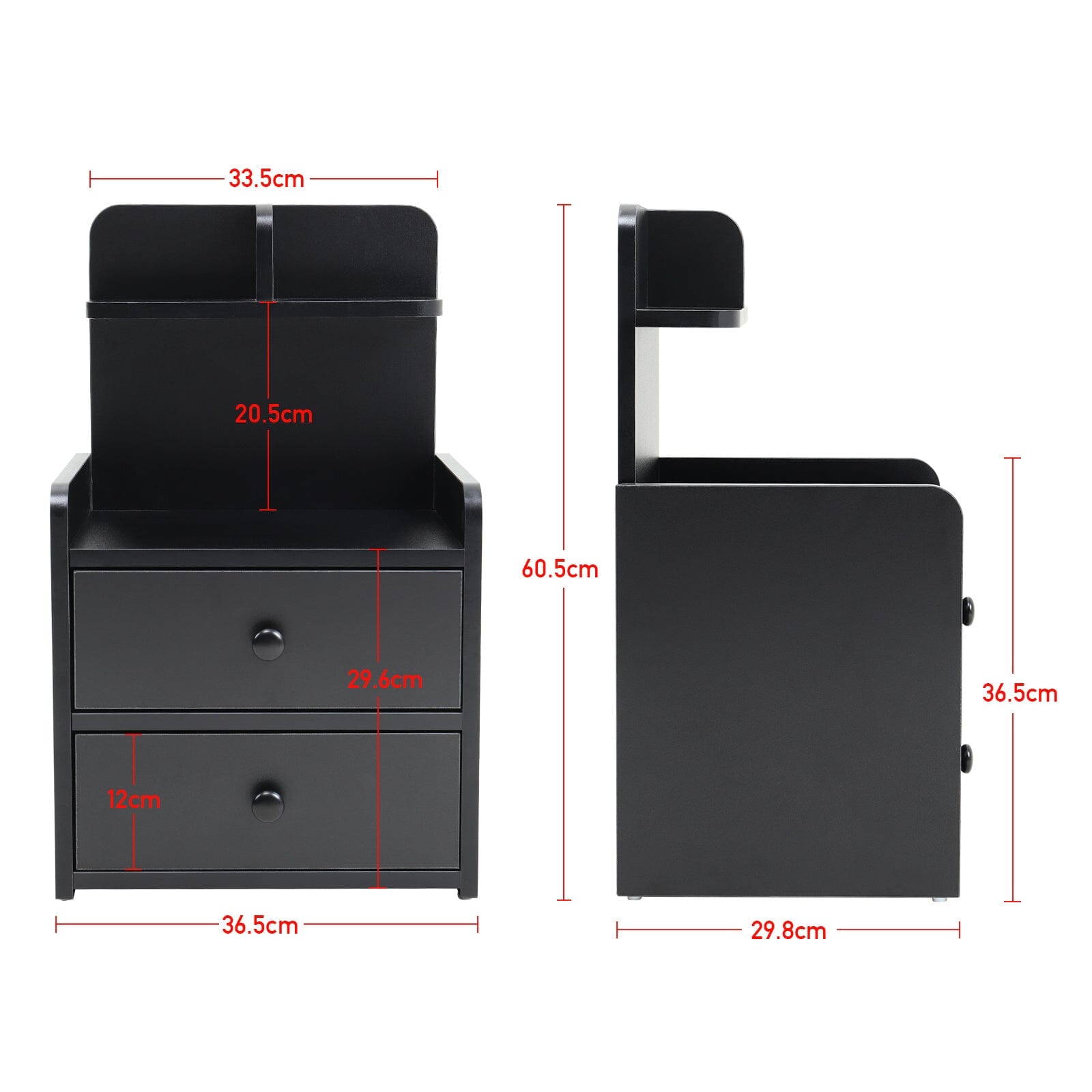 Minimalist Black Wooden Bedside Table with Drawers Cabinets Living and Home
