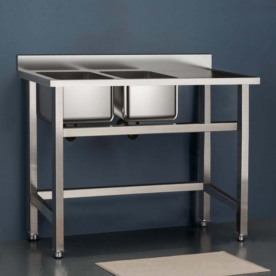 4ft Stainless Steel Kitchen Commercial Sink with Drinboard Kitchen Sinks Living and Home