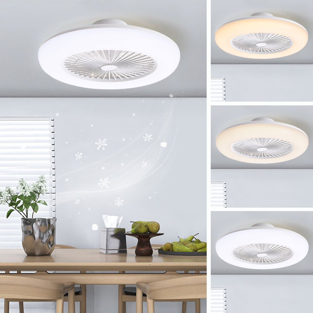 Dia. 55cm Ceiling Fan w/75W LED Light Adjustable 3-Wind Speed Remote Control Ceiling Light Living and Home