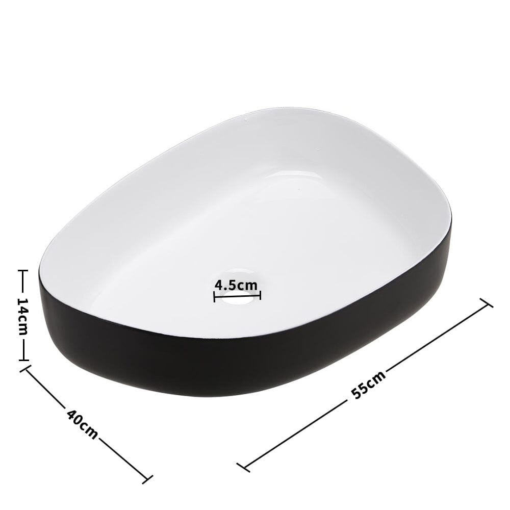 Premium Ceramic Sink with Stainless Steel Pop-upand Mounting Ring Bathroom Sinks Living and Home