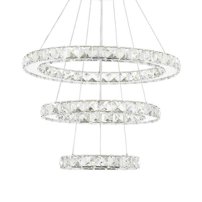 Pendant White LED Crystal Chandelier 2/3 Ring Design Ceiling Light Lighting Lamp-Non-Dimmable Pendant Living and Home
