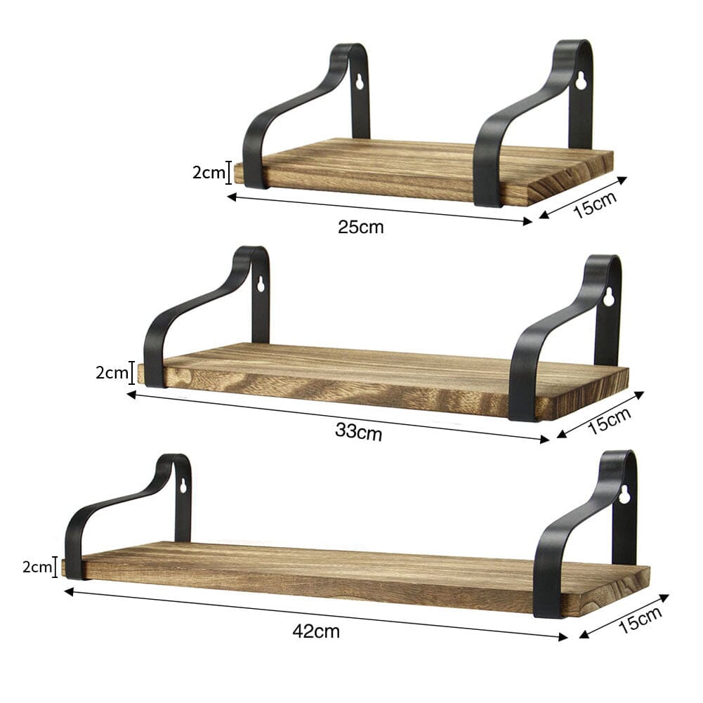 3Pcs Rustic Metal Wood Floating Shelf Brackets Living and Home