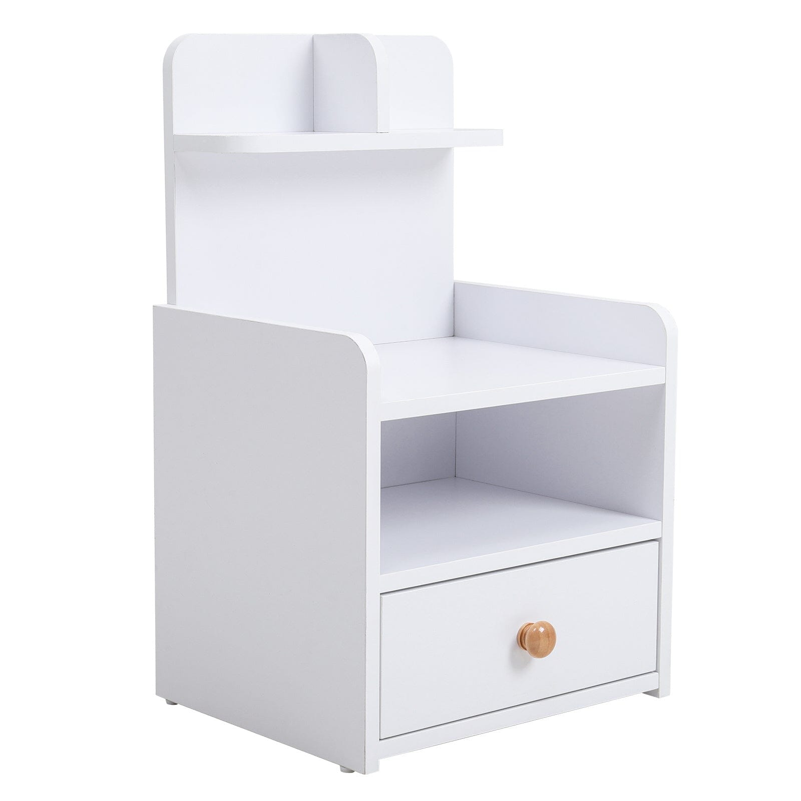 Minimalist Black/White Wooden Bedside Table with Drawers Cabinets Living and Home