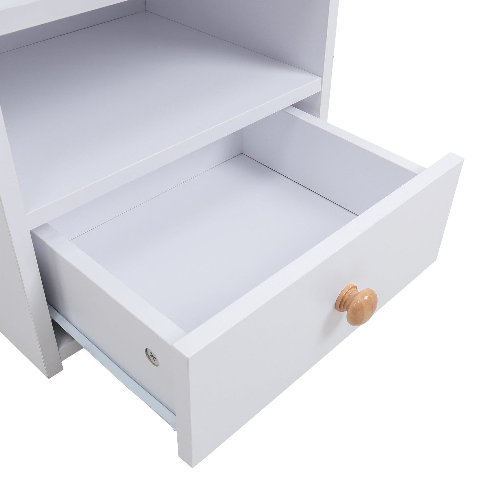 Minimalist Black/White Wooden Bedside Table with Drawers Cabinets Living and Home