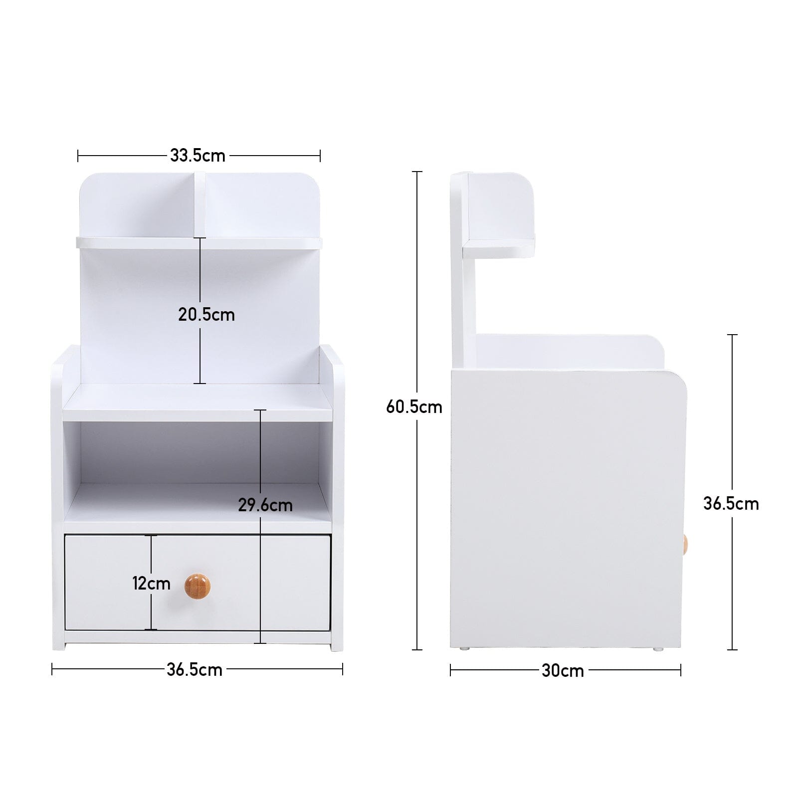 Minimalist Black/White Wooden Bedside Table with Drawers Cabinets Living and Home
