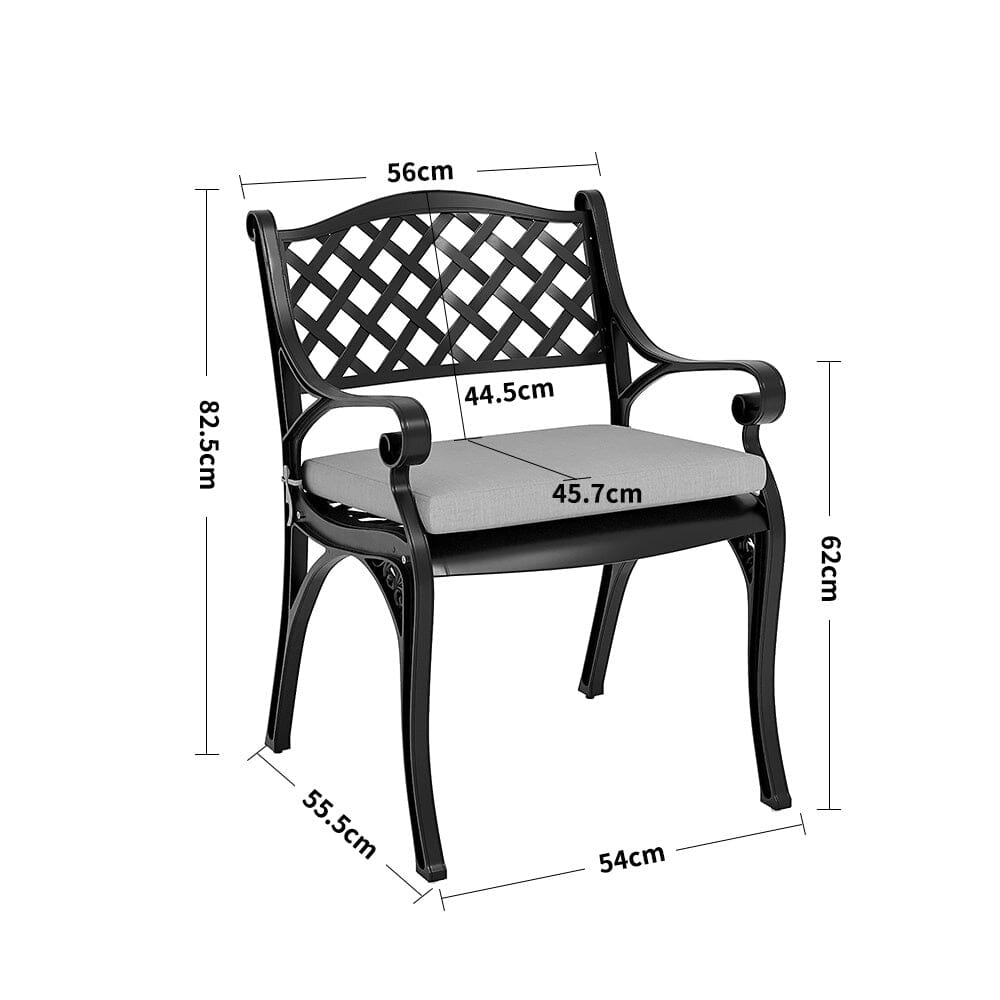 Set of 7 Retro Garden Bistro Set Cast Aluminum with Cushions Garden Dining Sets Living and Home
