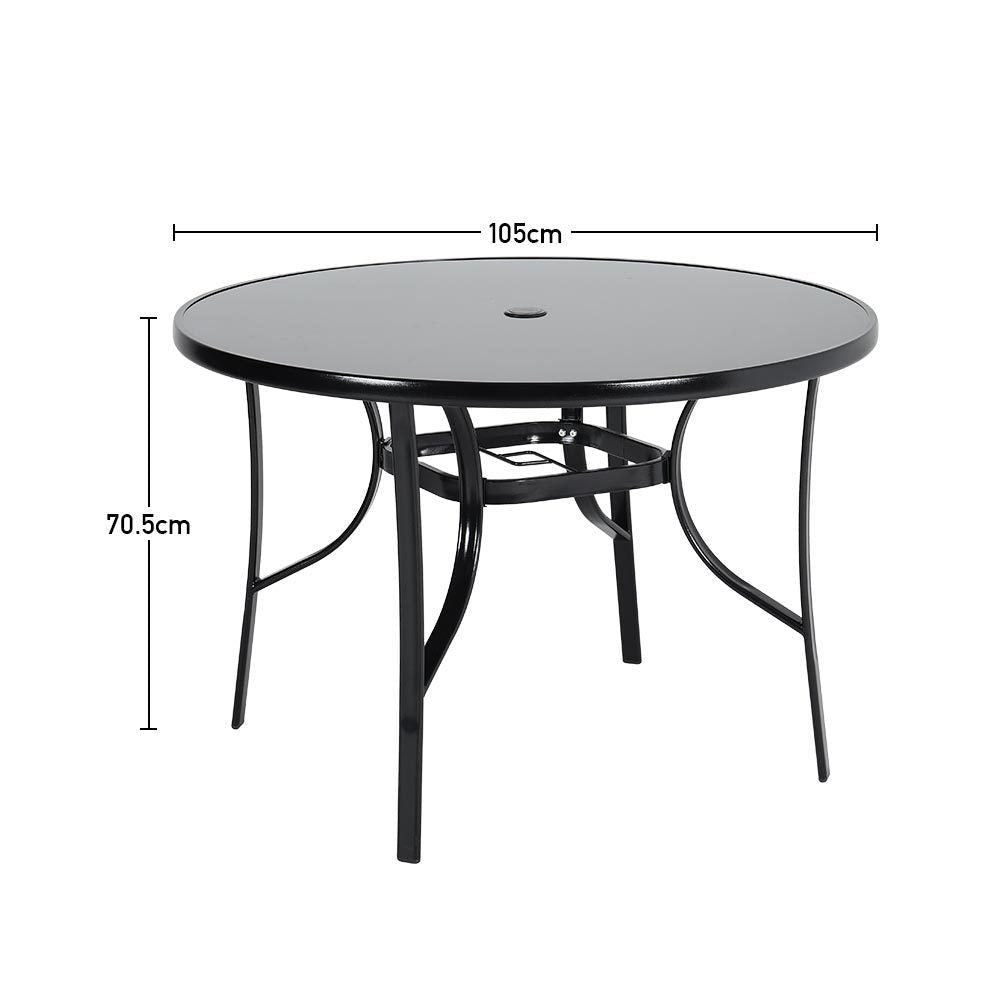 Patio Table Garden Coffee Table Dining Table with Umbrella Stand Hole Garden Dining Table