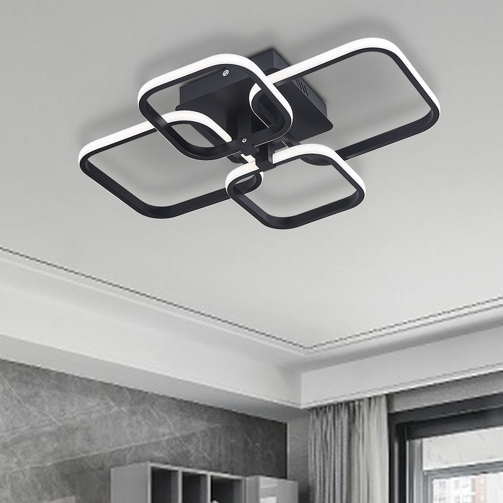 4 Head Square Led Ceiling Light Modern Acrylic Chandelier Lamp Ceiling Light Fixtures Living and Home Cool White 40W