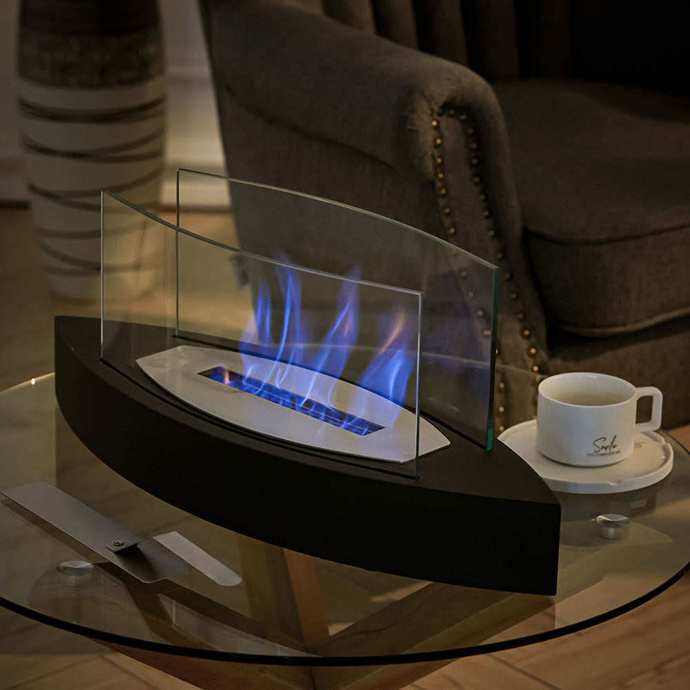 Metal Bio-Ethanol Tabletop Fireplace with Flame Guard Black Fireplaces Living and Home