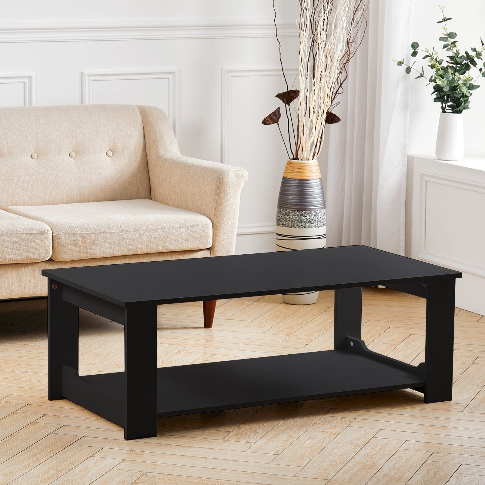 Modern Style Black Coffee Table Living Room with One Shelf Coffee Tables Living and Home