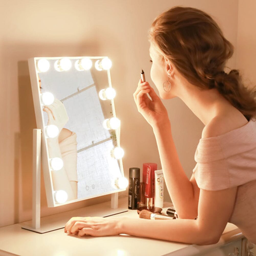 Adjustable Large Rectangular Lighted Makeup Mirror Living and Home