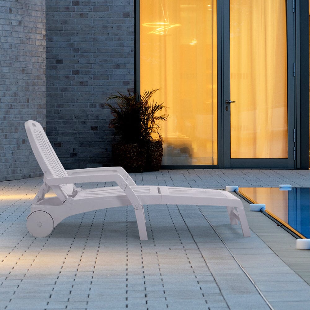 193cm D Outdoor Folding Lounge Chair Recliner with Wheels Sunloungers Living and Home