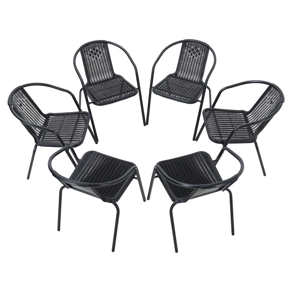 Set of 6 Stacking Patio Dining Side Chairs for All Weather Outdoor Bistro Garden Patio Side Chair
