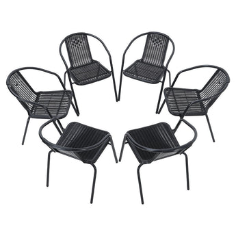Set of 6 Stacking Patio Dining Side Chairs for All Weather Outdoor Bistro Garden Patio Side Chair   