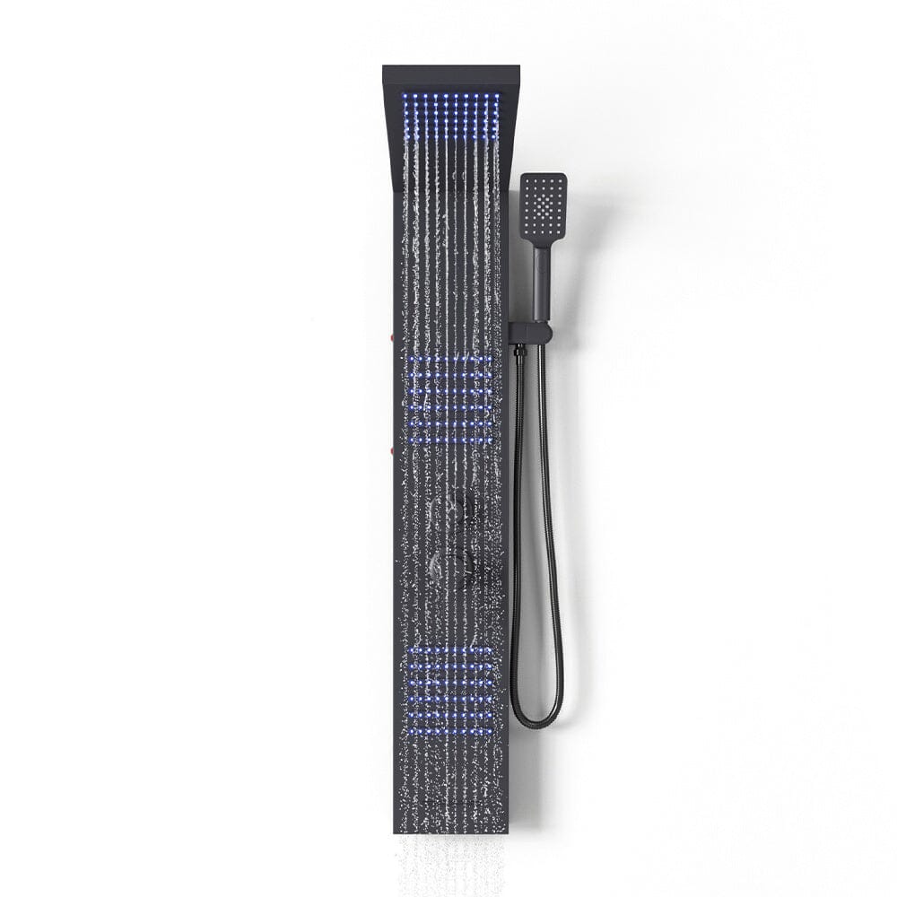 4 Function LED Lights Shower Panel Wall Mount Shower System with Hand Shower Head Shower Systems Living and Home