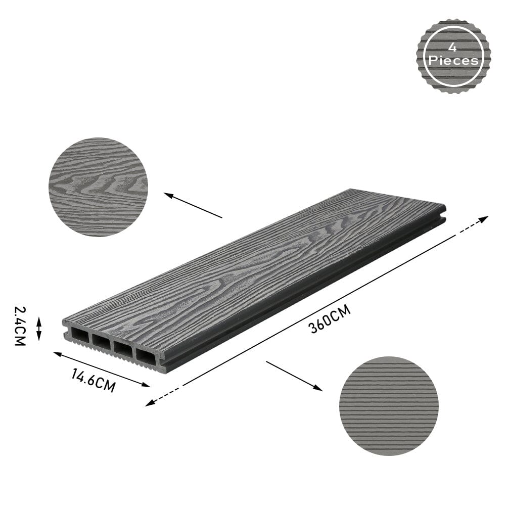 8.4m2 WPC Decking Wood Grain Patterns Floor Set with Accessories Floor Planks Living and Home