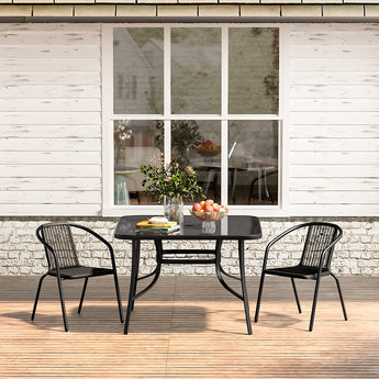 Garden Square Tempered Glass Table and Rattan Chairs GARDEN DINING SETS   