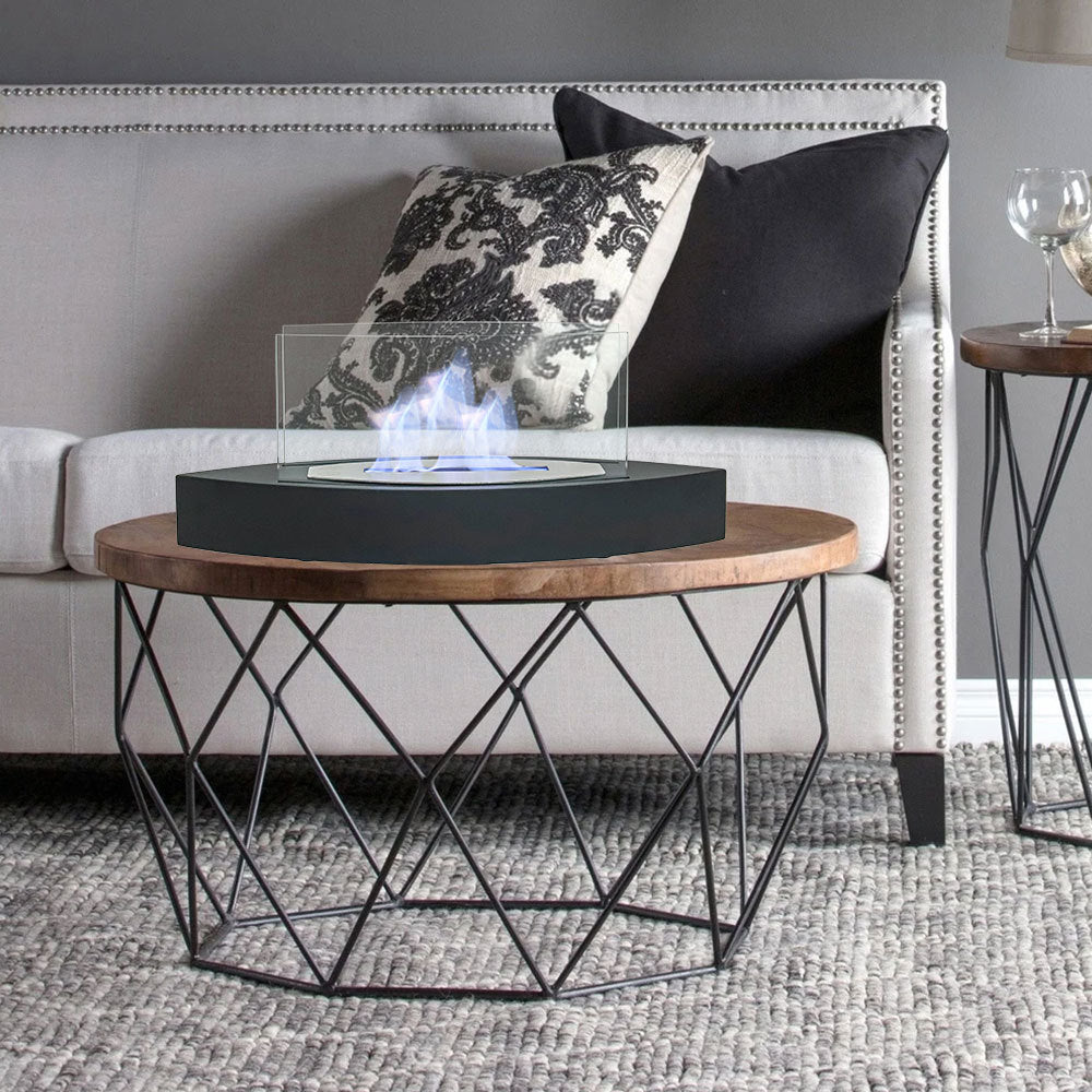 Metal Bio-Ethanol Tabletop Fireplace with Flame Guard Black Fireplaces Living and Home