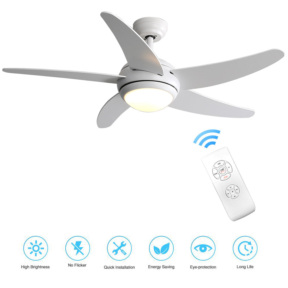52inch Reversible Ceiling Fan W/Light Remote Control 3/5 Blades 5 Speed Timer Ceiling Light Living and Home