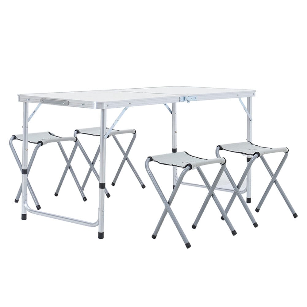 Portable Aluminium Folding Picnic Table with 4 Stools Garden Dining Sets Living and Home