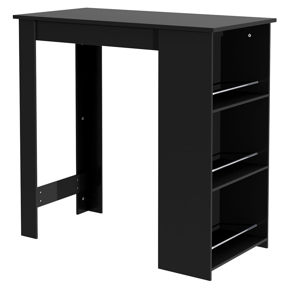 Kitchen Breakfast Bar Table Dining Table Coffee Table with 3 Tier Storage Rack Black Ding Table Living and Home