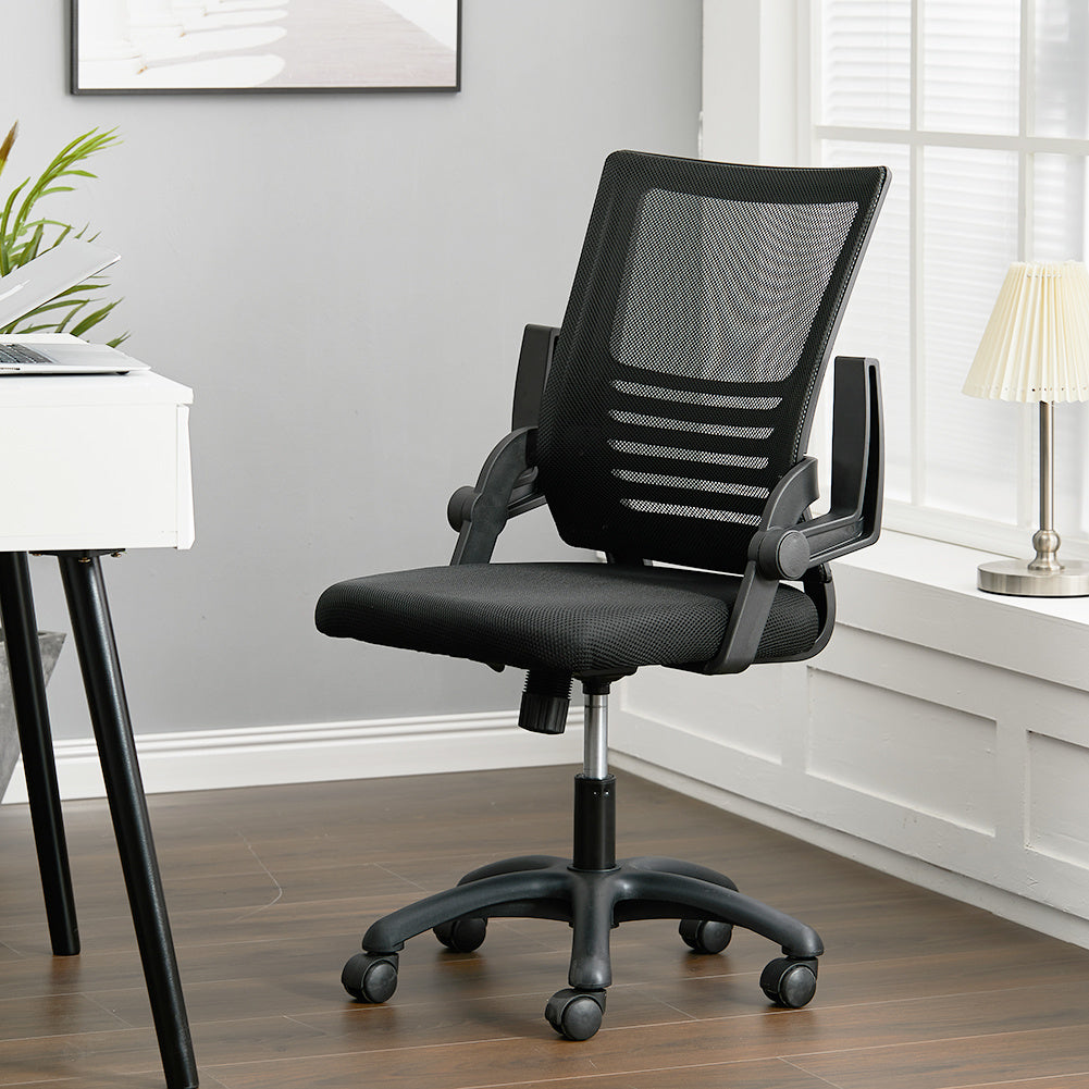 Mesh Back Ergonomic Office Chair with Folding Armrests Office Chair Living and Home
