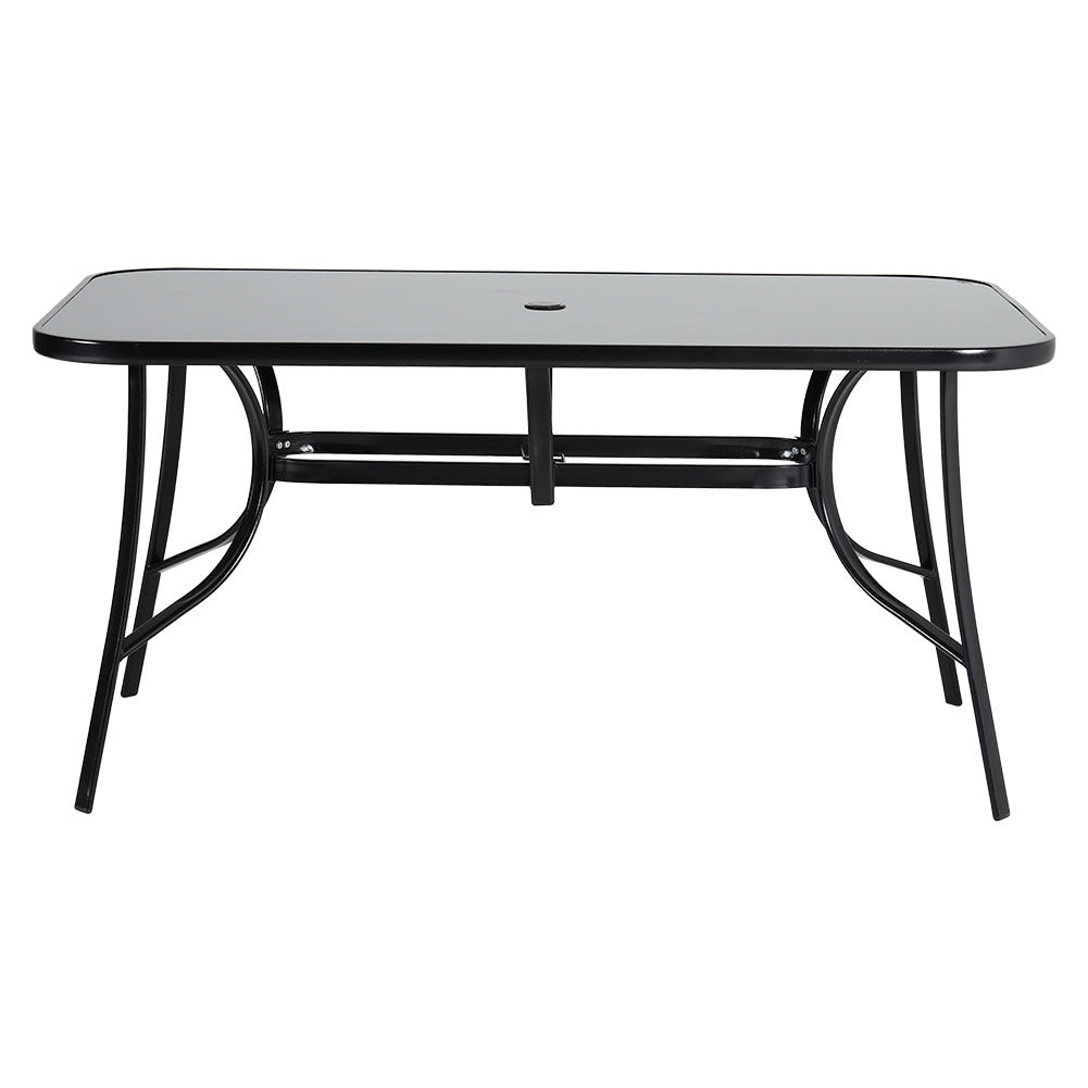 Outdoor Rectangular Dining Table with Umbrella Hole for Garden and Patio Garden Dining Table