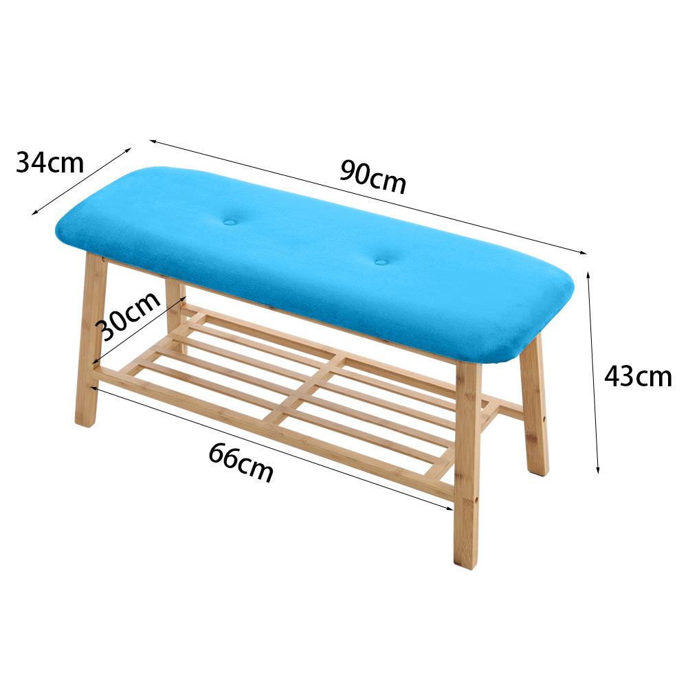 Shoe Bench Bamboo 2 Tier with Shoe Storage Rack Bench Living and Home
