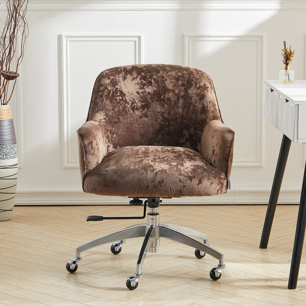 Velvet Upholstered Wheeled Swivel Office Chair Living and Home