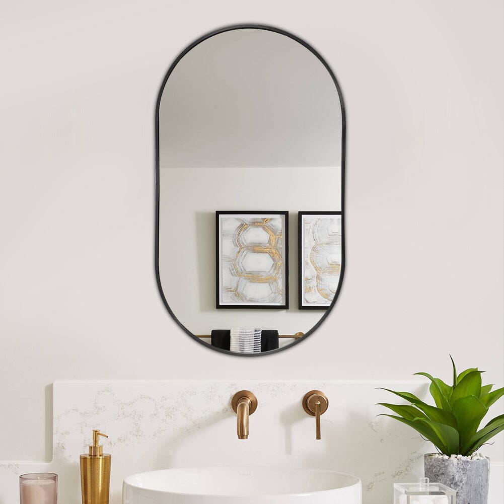 Modern Oval Metal Wall Mirror Black Bathroom Mirrors Living and Home