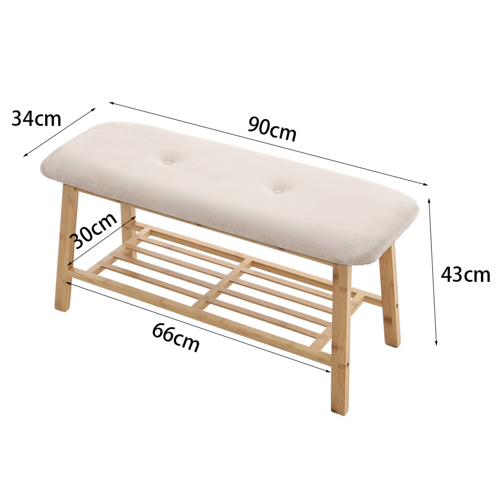 Shoe Bench Bamboo 2 Tier with Shoe Storage Rack Bench Living and Home